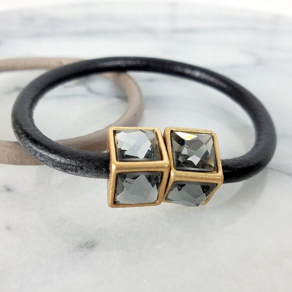 Magnetic‎ Crystal Cube Cuff Bracelet Set - Picture 2 of 5